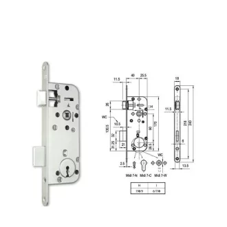   Bevésőzár N°40/90-K MIDI-7  - EURO ELZETT Normál kulcs (zárlemez nélkül) SÁRGA-dobozos