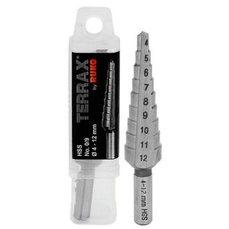   RUKO lemezfúró lépcsős   4-12mm HSS - TERRAX (CBN keresztélköszörüléssel)