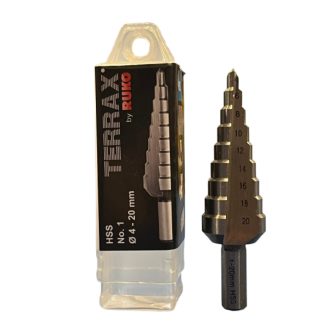  RUKO lemezfúró lépcsős   4-20mm HSS - TERRAX (CBN keresztélköszörüléssel)