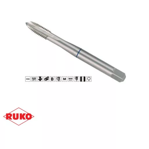 RUKO menetfúró GÉPI NORMÁL EH M-  6,0x1,00 HssE-Co5 - TERRAX, EGYENES HORNYÚ, Cobalt-5% (DIN371-Form-B)