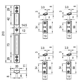   Többpontoszár zárólemez N°3477/MS + 4db záródarab (nútos)
