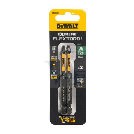 DEWALT gépi bit-fej T-20, 1/4" - 89mm FEKETE DT70568T-QZ - IMPACT (ütvecsavarozó géphez) AKCIÓ! (ÁR=1db!!)