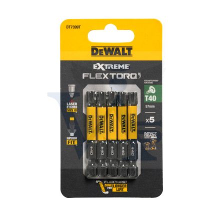 DEWALT gépi bit-fej T-40, 1/4" - 57mm FEKETE DT7399T-QZ - IMPACT (ütvecsavarozó géphez) AKCIÓ! (ÁR=1db!!)