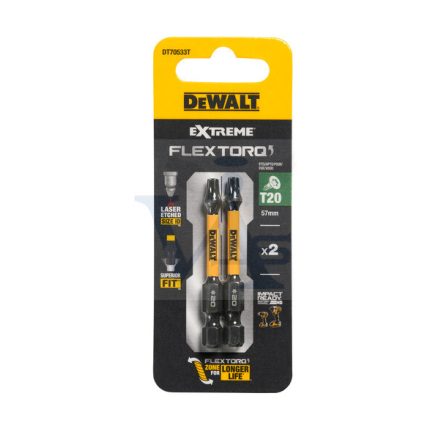 DEWALT gépi bit-fej T-20, 1/4" - 57mm FEKETE DT70533T-QZ - IMPACT (ütvecsavarozó géphez) AKCIÓ! (ÁR=1db!!)