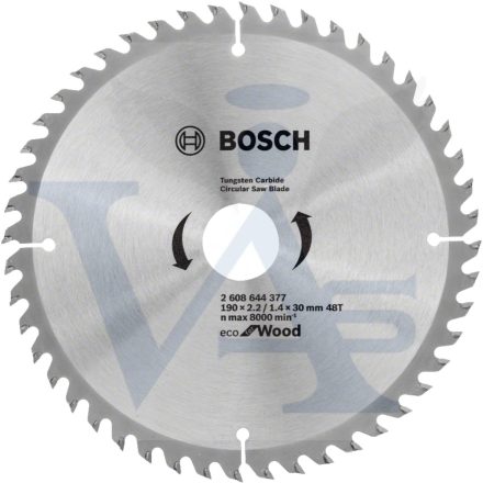 BOSCH körfűrészlap 190x30x2,2-48 fog - ECO for Wood (hálózati,kézi körfűrészekhez)