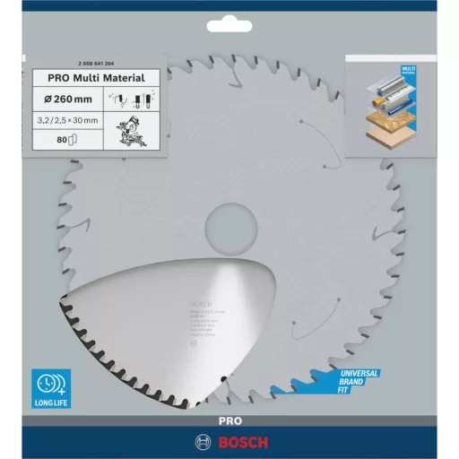 BOSCH körfűrészlap 260x30x3,2-80 fog - PRO Multi Material MU (hálózati, gérvágó fűrészekhez)