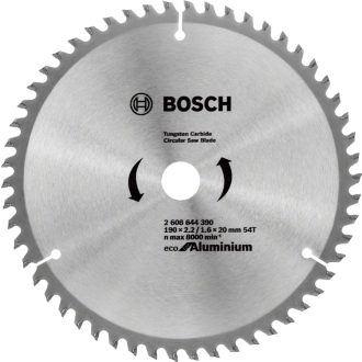   BOSCH körfűrészlap 190x20x2,2-54 fog - ECO for Alumínium (hálózati,kézi körfűrészekhez)