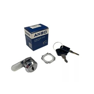   Bútorzár rászegző Cilinderes 16mm CL103-16 - ANBO, króm (fém kulcsfej, 2-oldalas)