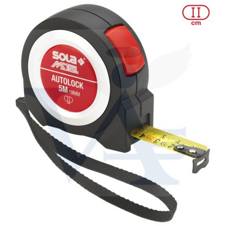 SOLA mérőszalag     5,0fm/19mm AUTOLOCK - FEKETE-KRÓM Műanyag CLASS II AKCIÓ!