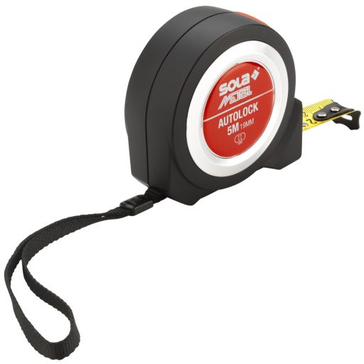 SOLA mérőszalag     5,0fm/19mm AUTOLOCK - FEKETE-KRÓM Műanyag CLASS II AKCIÓ!