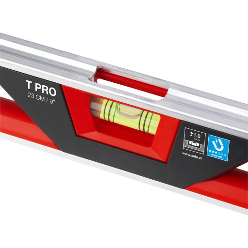 SOLA vízmérték   230mm Alu-Műanyag 3-libellás T-PRO TORPEDO (mágneses)