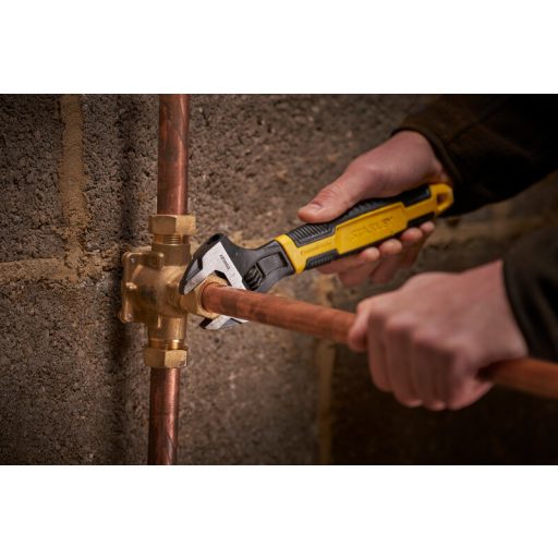 STANLEY állítható szerelőkulcs 150mm/0-24mm 0-90-947 - Két komponens, ergomóm lágy markolat (fekete foszfátbevonat)