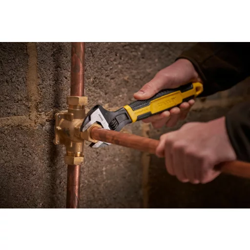 STANLEY állítható szerelőkulcs 250mm/0-33mm 0-90-949 - Két komponens, ergomóm lágy markolat (fekete foszfátbevonat)