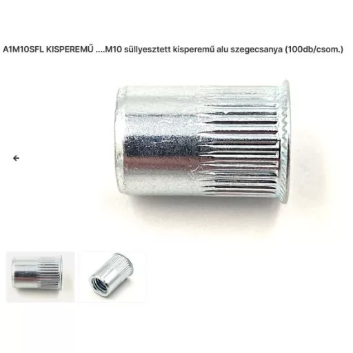 Szegecs anya Kerek-Süllyesztett-Kisperemű-ALUMINIUM M10 (A1-M10-SFL)