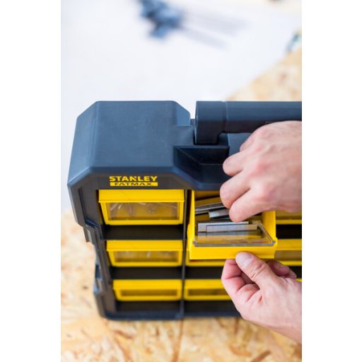 STANLEY Szortimenter táska FMST81077-1 - FATMAX Billenőfiókos (ütésálló fedélrész, alacsony kivitel, összeépíthető)