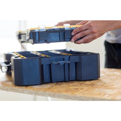 STANLEY Szortimenter táska FMST81077-1 - FATMAX Billenőfiókos (ütésálló fedélrész, alacsony kivitel, összeépíthető)