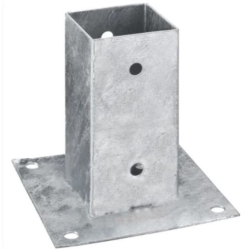 Oszloptartó Négyszög alakú 120x120x170mm - Csavarozható, Négyzet talppal, TÜZI-horganyzott AKCIÓ!