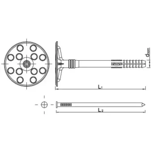 Szigetelésrögzítő dűbel FÉM SZEG 10x200mm KI-200M