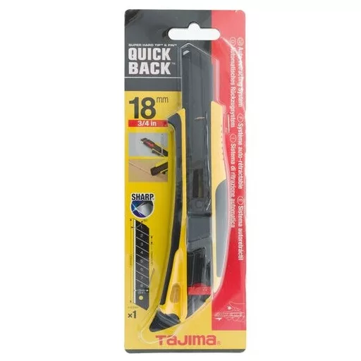 TAJIMA pvc vágókés Szakipari 18-mm - AUTOMATA ZÁRRAL DFC-569B/Quick Black, Biztonsági funkciós (JAPÁN)