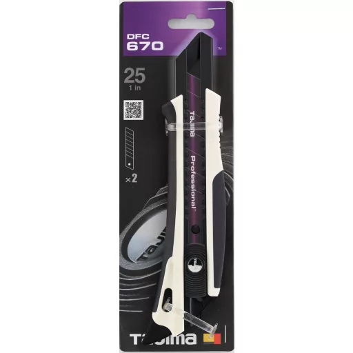 TAJIMA pvc vágókés Szakipari 25-mm - AUTOMATA ZÁRRAL DFC-670 Több funkciós (JAPÁN)