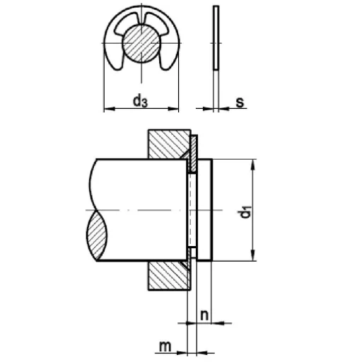 Tengelyrögzítő gyűrű DIN6799-H   9,0x1,10mm HORGANYZOTT-ACÉL