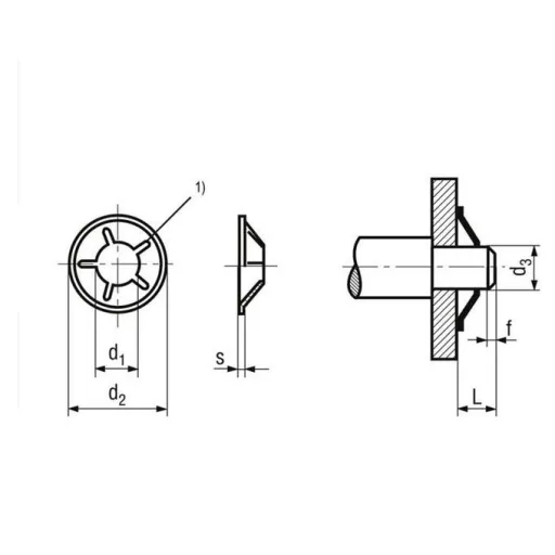 Tengelyrögzítő gyűrű STARLOCK-N   6mm NATÚR-ACÉL