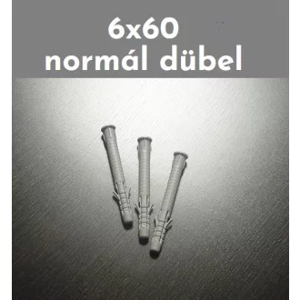   Tipli műanyag   6x  60 PEREMES SZÜRKE  - Magyar BlauDübel gyártmány (100db/csomag)