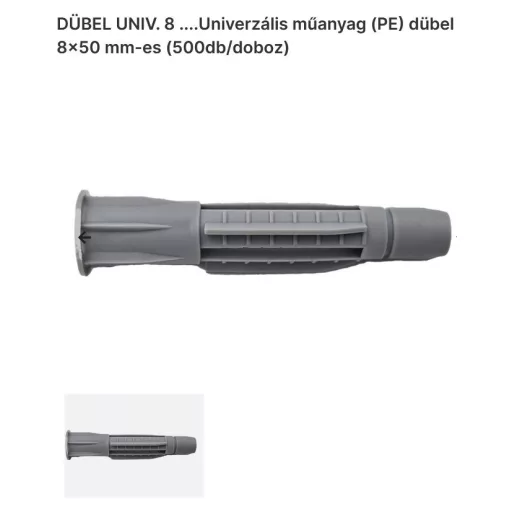 Tipli műanyag   8x  50 PEREMES UNI-08 - SZÜRKE
