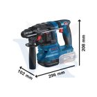 BOSCH akkumulátoros Fúrókalapács SDS-PLUS GBH-185-LI - Koffer, + kiegészítő fogantyú (1,9 Joule ütőerő)