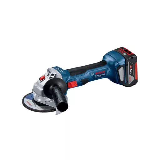 BOSCH akkumulátoros Sarokcsiszoló 125mm GWS-180-LI - 700W, Kiegyensúlyozott kialakítás és keskeny nyél (2x4,0 akkumulátor és töltő)
