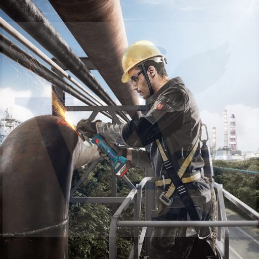 BOSCH akkumulátoros Sarokcsiszoló 125mm GWS-180-LI - 700W, Kiegyensúlyozott kialakítás és keskeny nyél (2x4,0 akkumulátor és töltő)