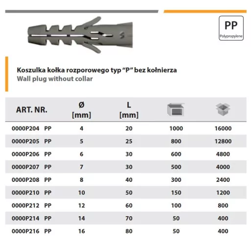 Tipli műanyag 12x  60 PP-fix SZÜRKE - PgB Smart (dobozos)