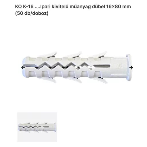 Tipli műanyag 16x  80 SZÜRKE KO K-16 (12-es csavarhoz)