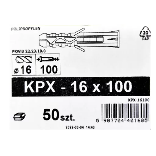 Tipli műanyag 16x100 KPX WM SZÜRKE - Peremes