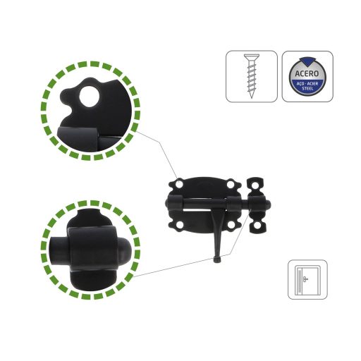 Tolózár   60mm BAJONETT Díszes SPANYOL N°6119/  60x  87 AMIG Mod.484 Festett FEKETE