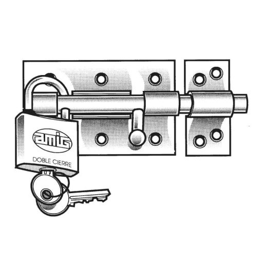 Tolózár 100mm BAJONETT Lakatolható SPANYOL N°844  /100x  64mm AMIG Mod.454 SÁRGARÉZ bevonat