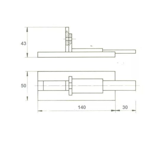Tolózár 140mm ÉPÜLET Egyenes Lakatolható