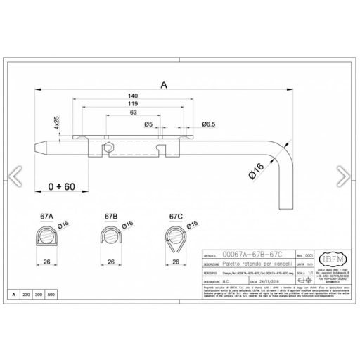 Tolózár 300mm BAJONETT-Kapu-IBFM  - N°67/a (kapu tolózár ERŐS)