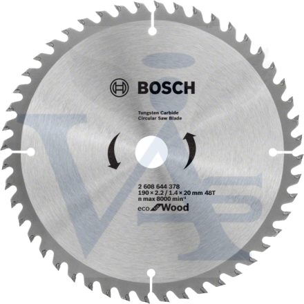 BOSCH körfűrészlap 190x20x2,2-48 fog - ECO for Wood (hálózati,kézi körfűrészekhez)