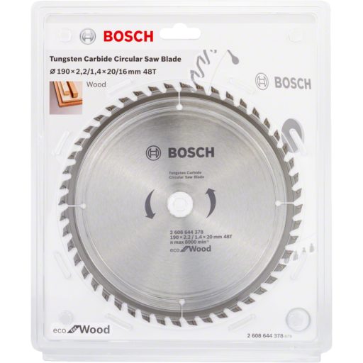 BOSCH körfűrészlap 190x20x2,2-48 fog - ECO for Wood (hálózati,kézi körfűrészekhez)