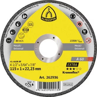 Vágókorong 115x1,00mm KLINGSPOR SUPRA - A60 Extra