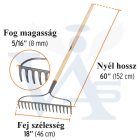 TRUPER gereblye, FA-nyelezett - 16-fog / 350mm széles (1520mm-FA nyéllel)