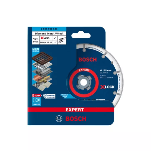 BOSCH gyémánt vágótárcsa 125x22,23mm X-LOCK EXPERT metal (nagyteljesítményű fémvágólap)