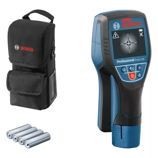 BOSCH keresőműszer (falszkenner) D-tect-120 - Intuitív radaros rendszer, 38-120mm (Vas, réz, vezeték, fa, víz)