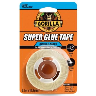   GORILLA ragasztószalag 15,8mm/  6,10fm 2/2 - Kétoldalas-szerelőragasztó-6kg! Kristálytiszta (átlátszó)