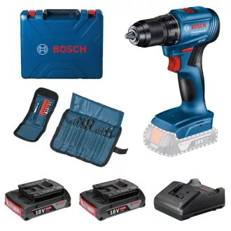   BOSCH akkumulátoros Fúró-Csavarozó GSR-185-LI - koffer (2x2,0Ah/18V + 23 részes tartozékkészlet kofferben)