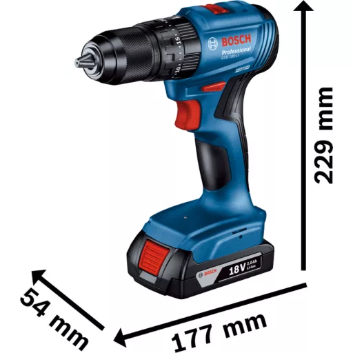 BOSCH akkumulátoros Fúró-Csavarozó GSR-185-LI - koffer (2x2,0Ah/18V + 23 részes tartozékkészlet kofferben)
