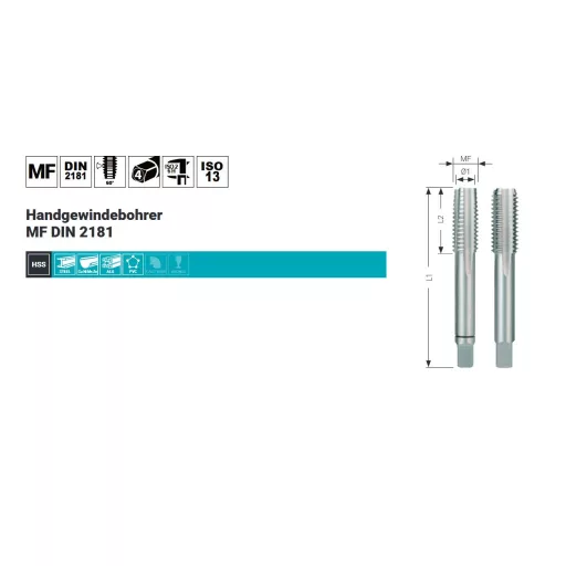 RUKO menetfúró Kézi Finommenet M-14,0x1,00 EH HssG.
I.III.vágás DIN352