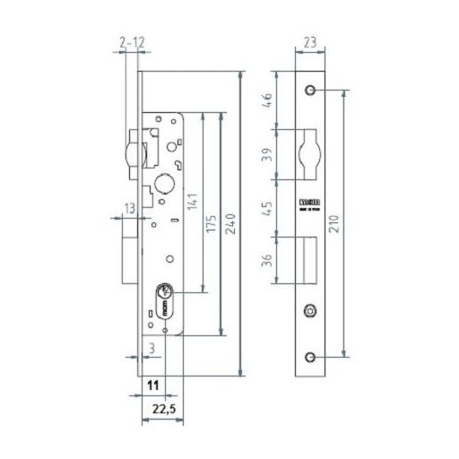 Portálzár 30-[] Görgős N°1551/14 - MCM Ovális CILINDER betéttel (23mm)
