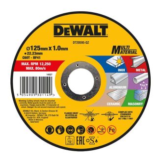   DEWALT vágókorong 125x1,00x22,2mm DT20595-QZ - MULTI-MATERIAL (fém, Inox, Kerámia, Építőipari anyagok!) AKCIÓ!